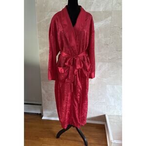 VTG 90s Gold Label Victoria’s Secret Long Red Robe M/L Satin Lingerie Dramatic